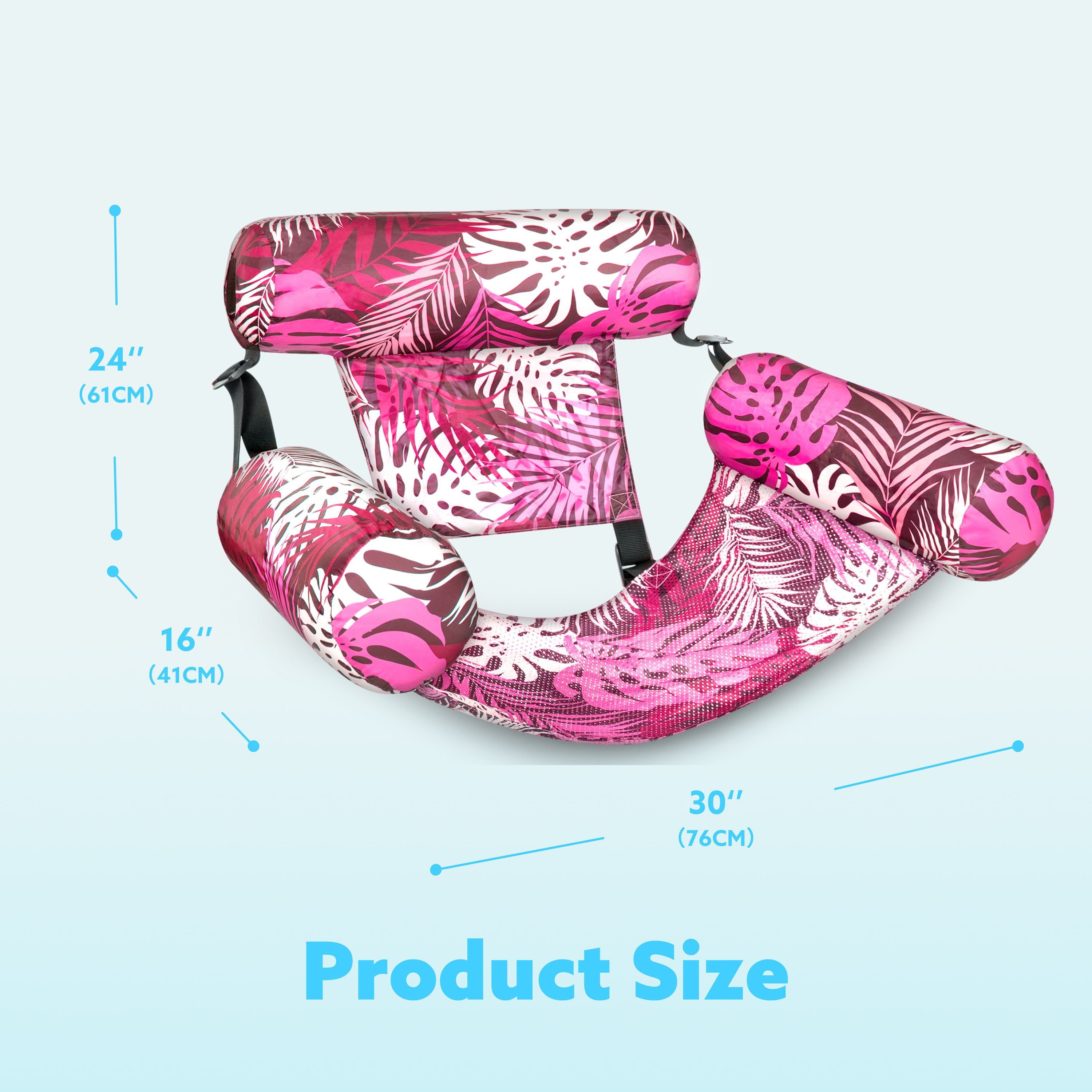 Joyfy Pool Floats Chairs Adult Inflatable Pool Lounge Chairs Hammock Water Floating Chair Tropical Plants Pattern Swimming Pool Float for Pool Party Summer Water Fun