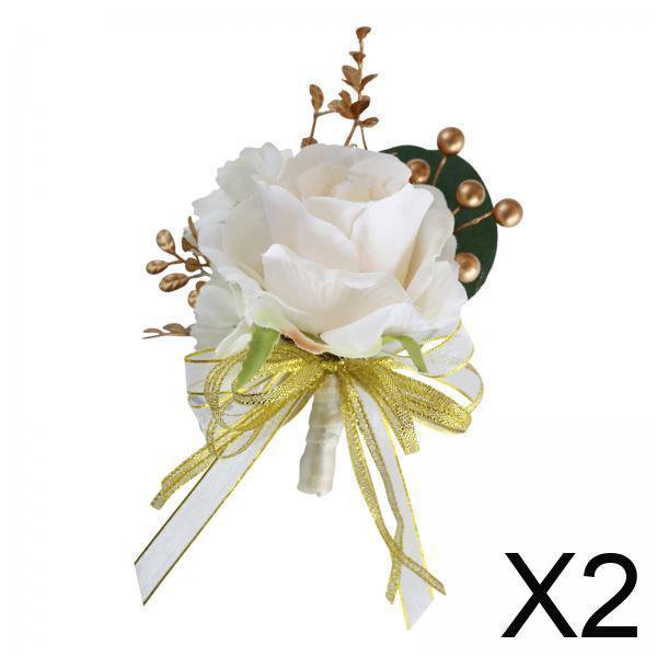 2xBoutonniere De Flores De Boda Broche Romántico Pin De Traje Para Bodas Eventos Fiesta Champán