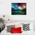 thumbnail image 5 of COMIO  Northern Lights Wall Art Colorful Aurora Borealis Painting Forest Mountain Canvas Prints Nature Landscape Home Decor Framed, 5 of 6