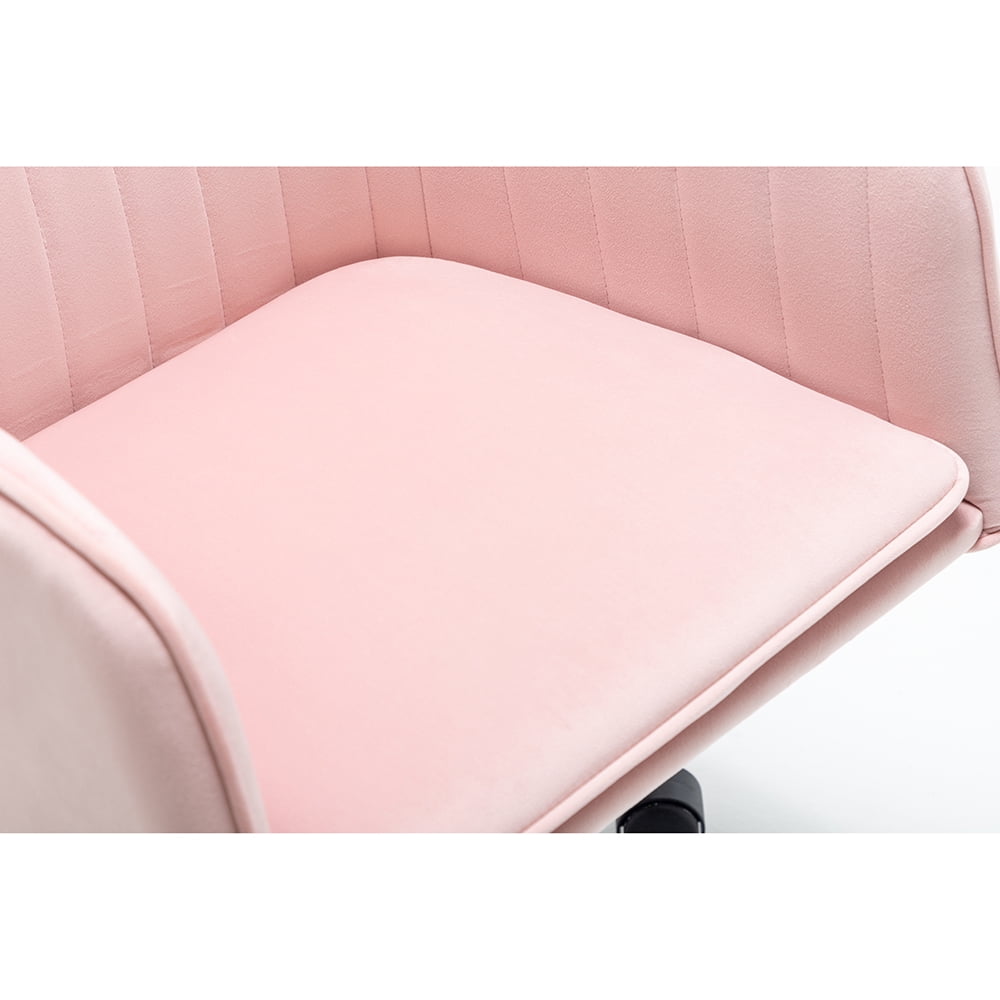 Kepooman Modern Adjustable Velvet Lounge Armchair, Living Room Study Office Swivel Chair with Backrest, Pink Kepooman Modern Adjustable Velvet Lounge Armchair, Living Room Study Office Swivel Chair with Backrest, Pink