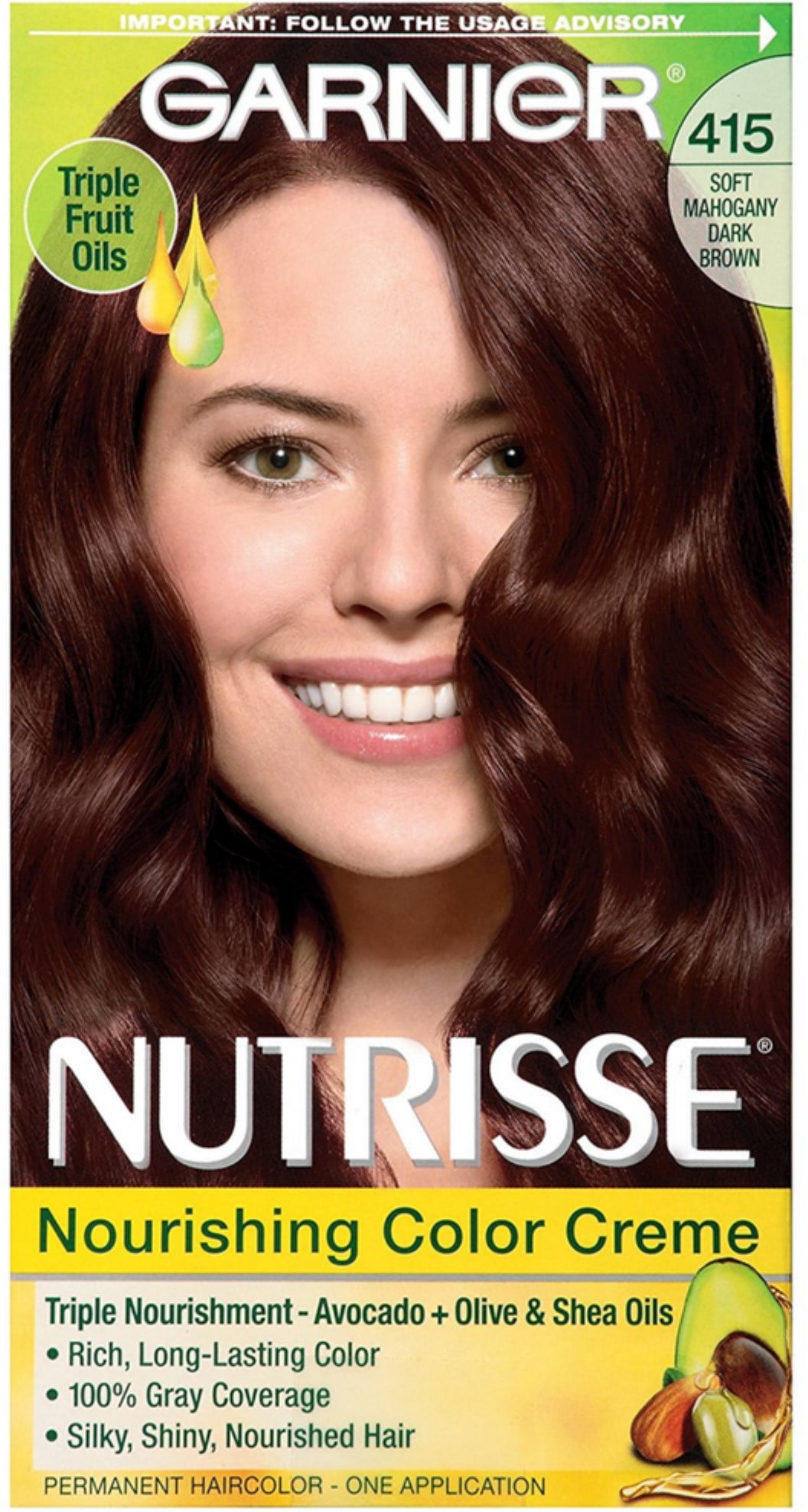 Garnier Nutrisse Hair Color, 415 Soft Mahogany Dark Brown, 1 Each -  