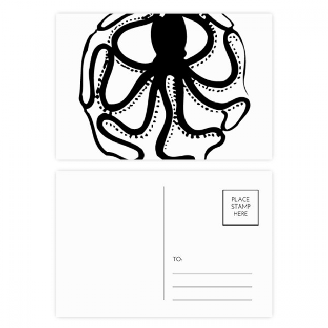 Black Octopus Marine Life Pattern Postcard Set Birthday Mailing Thanks Greeting Card