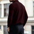 thumbnail image 5 of GrmtClth Mens Collared Long Sleeve Knit Polo Shirts Solid Multi Color Options Waffle Texture Button Front Lightweight Daily Leisure Tops Wine 6XL, 5 of 6