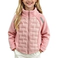 thumbnail image 2 of Zpanxa Girls Fleece Jacket Spliced Quilted Jacket Sleeves Stand Collar Zip Up Warm Outerwear, 2 of 5