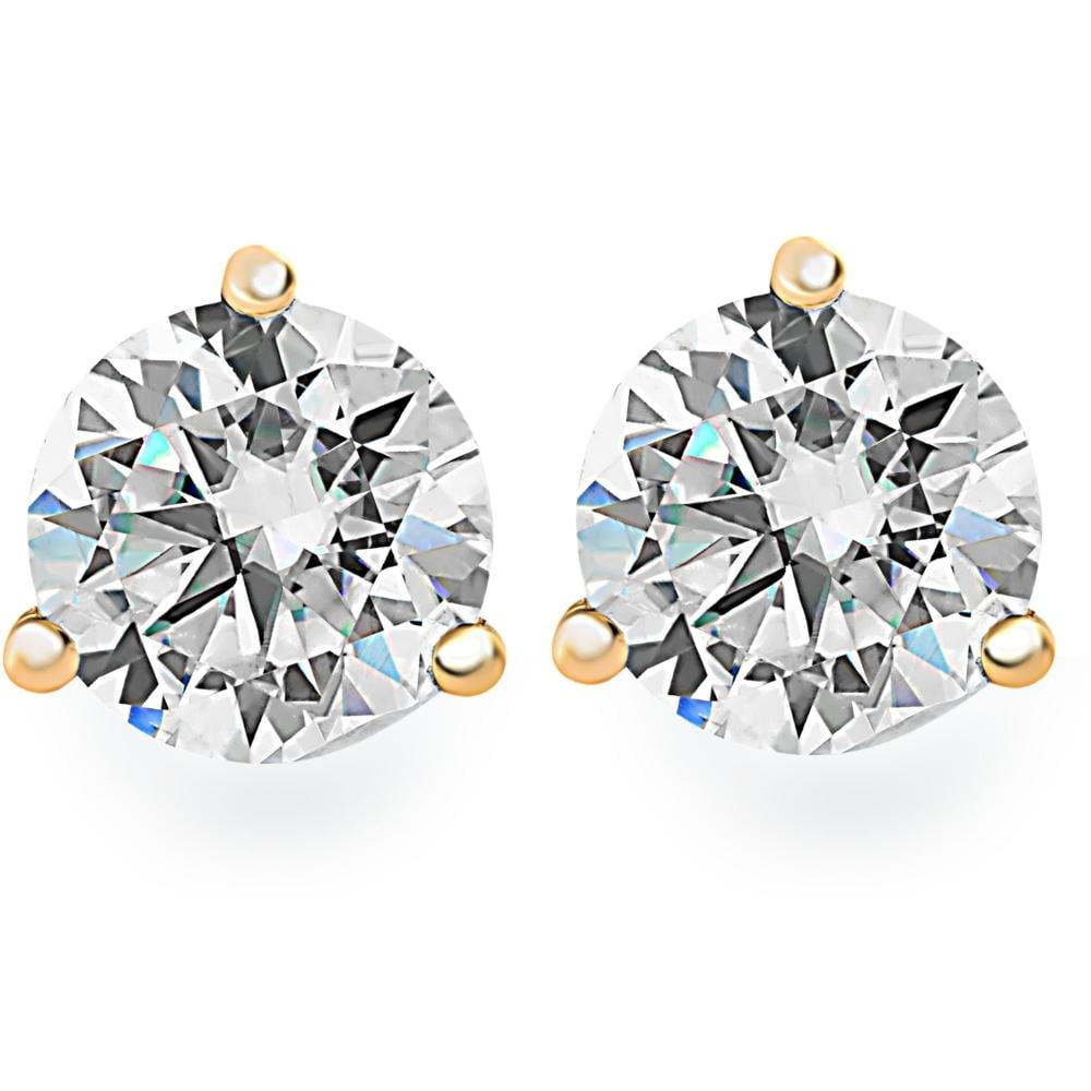 1.50ct Round Cut Solitaire Halo Pave Earring Studs Solid 14K WhiteGold Screwback