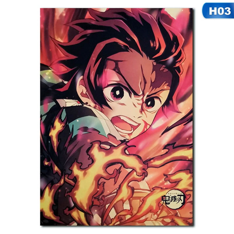 Shiyao Demon Slayer Poster X14 Anime Cartoon Characters Vintage Wall Art Poster Home Decor Painting Walmart Com Walmart Com