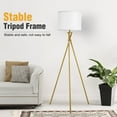 thumbnail image 2 of NATYSWAN Gold Tripod Floor Lamps for Living Room, Modern Standing Lamp with White Drum Shade & Rotary Switch, Studying Light for Bedroom, Study Room and Office, 2 of 9