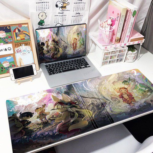 Alfombrilla de ratón hecha en Abyss para Gamer, alfombrilla grande para teclado, alfombrillas de ratón XXXL, alfombrilla de escritorio de goma de 31,4x11,8 pulgadas, Alfombra de escritorio de diseño LIUWENJING unisex