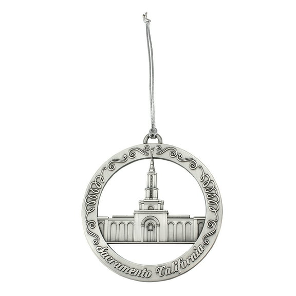 Sacramento California Temple Antique Silver Keepsake Ornament by Ringmasters