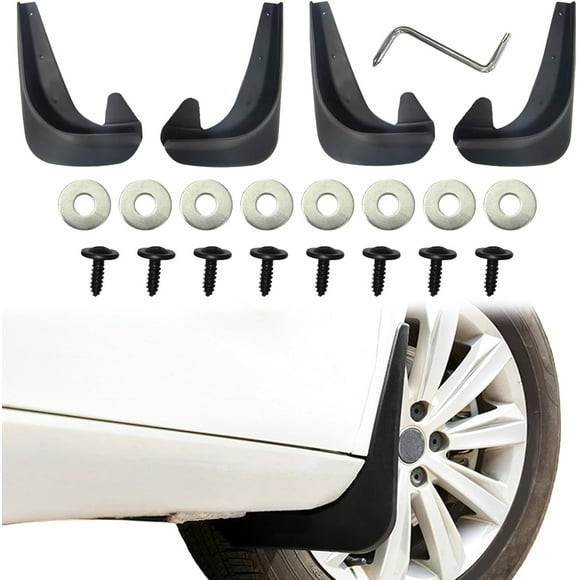 HUGFEGWE 4PCS Car Mud Flaps, Black Mud Flaps Splash Guards, Front Rear Mud Flaps Splash Guards, No Drilling Mudguards Fenders Car Exterior Accessories Universal for Most Cars, Sedan Vehicle
