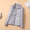 thumbnail image 1 of Chaqueta de plumón ligera para mujer, cuello alto corto, ajustada, para otoño e invierno, abrigo de mujer de talla grande, 1 of 5