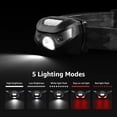 thumbnail image 2 of Lepro Linterna frontal LED recargable – Lámpara frontal superbrillante con 5 modos para equipos esenciales de camping y senderismo, linterna frontal impermeable IPX4 con luz roja, cable USB incluido, 2 of 5