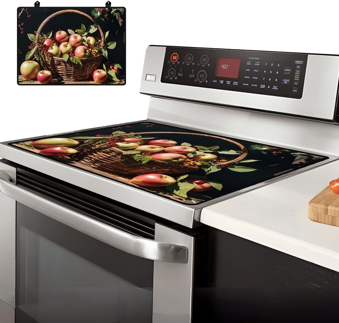 Stove Cover Electric Stove Cover Rubber Glass Stove Top Protector Stove Cover Protector Counter Mat for Electric Stove and Ceramic Granite Tabletop (28.3x20.5 Inch Bouquet Flowers) colorful