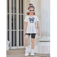 thumbnail image 3 of Arshiner Girls Summer Outfits Short Sleeve Ruffle Hem Top and Biker Shorts Set Girl Clothes, 3 of 6