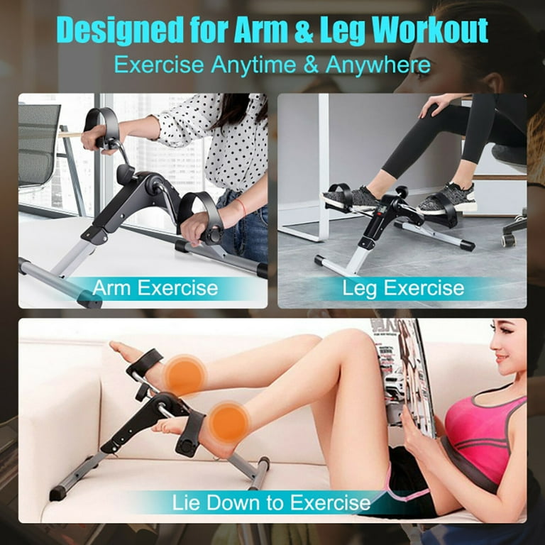 Topcobe Folding Under Desk Indoor Pedal Exercise Bike for Arms Legs Home Gym Fitness Trainer Kit Full Body Workout