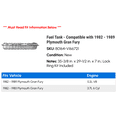 thumbnail image 2 of Fuel Tank - Compatible with 1982 - 1989 Plymouth Gran Fury 1983 1984 1985 1986 1987 1988, 2 of 2