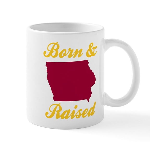 CafePress - Iowa Born & Raised - 11 oz Ceramic Mug - Novelty Coffee Tea Cup