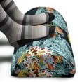thumbnail image 3 of Paisley Foot Rest, Unusual Oriental Leaf Floral Like Motifs with Peacocks on Image Print, Non-Slip Backing Adjustable Ergonomic Memory Foam Leg Support for Office, Blue and Orange, by Ambesonne, 3 of 5