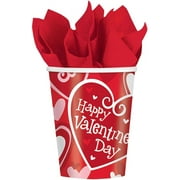 Hi-Tech Happy Valentines Day Hearts Party Supplies - 9oz Paper Cups (8)