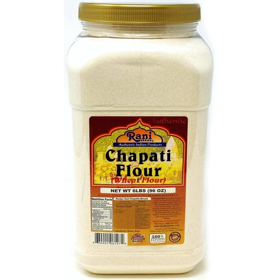 Rani Chapati Flour (100% Pure Whole Wheat Atta), For Making Roti & Indian Breads 96oz (6lbs) 2.72kg PET Jar ~ All Natural | Vegan | No Salt or Colors | NON-GMO | Indian Origin