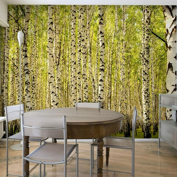 Tiptophomedecor Landscape Wallpaper Wall Mural - Birch Forest