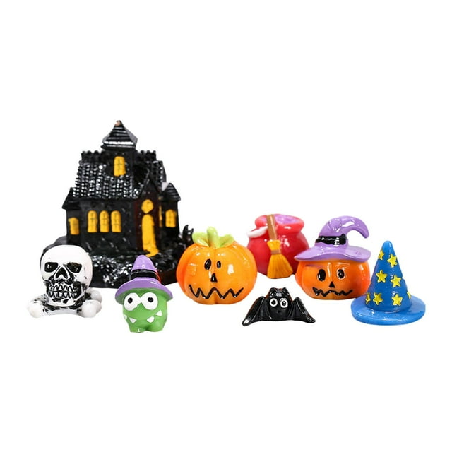 8 Pcs Ensemble de Jardin Féerique d'Halloween Micro Paysage Collections Décoratives Halloween