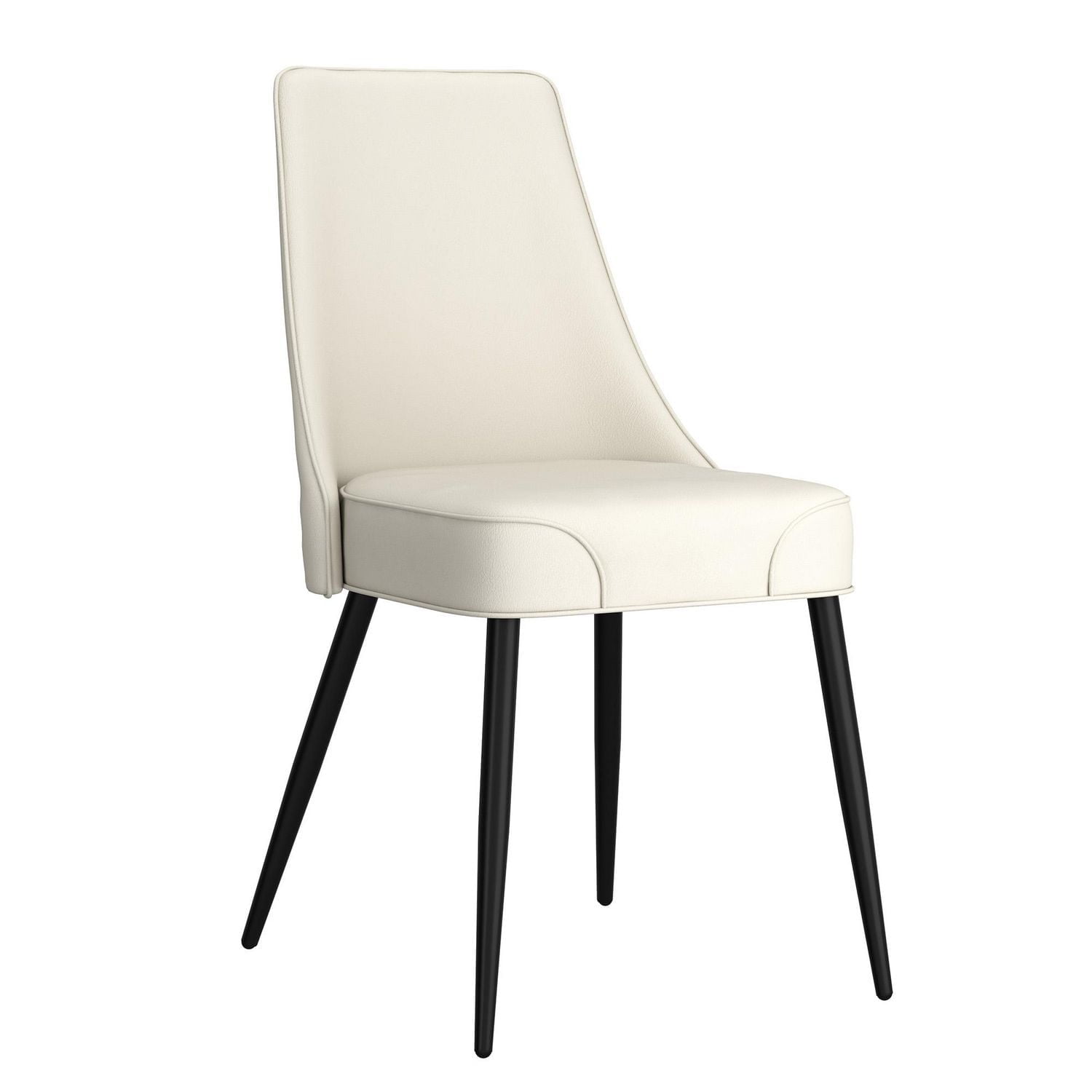 Modern Faux Leather & Metal Dining Chair, Faux Leather, Set of 2 - Beige & Black