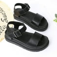 thumbnail image 2 of AXXD Women Black Sandals Summer Casual Round Head Comfy Sandals Beach Casual Slipsole Shoes, 2 of 4