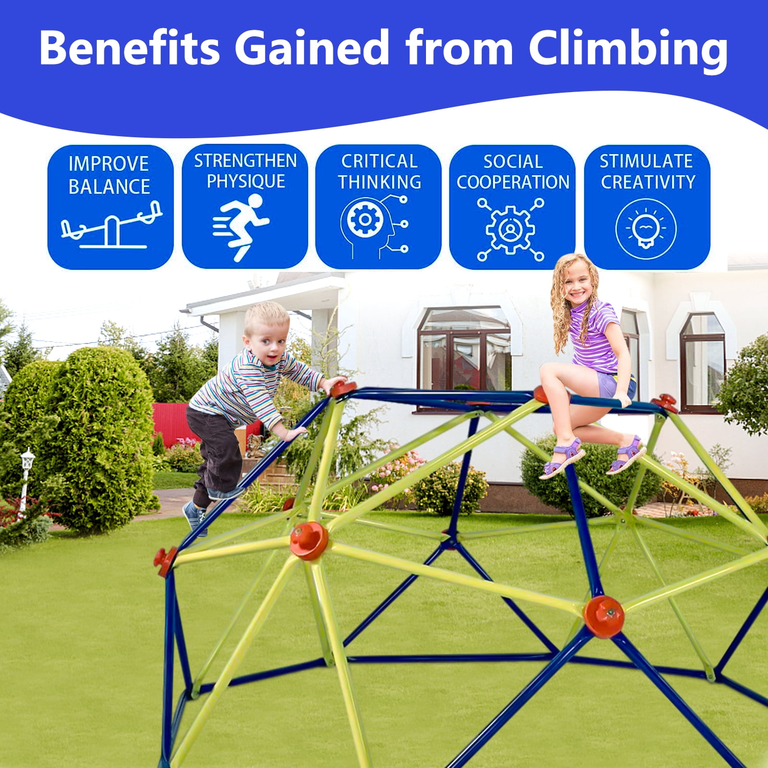 SESSLIFE 6ft Outdoor Dome Climber, Kids Jungle Gym Dome for 3-5 Years Old, Supports 500lbs, TE1305