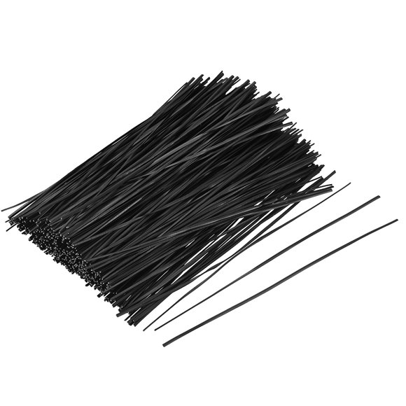 Unique Bargains Metallic Twist Ties 200mm x 1.8mm Plastic Black Cable Cord Ties 500pcs