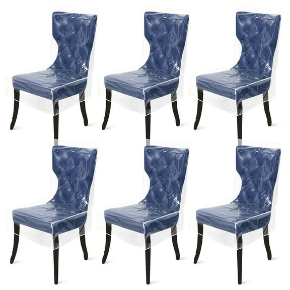 6Pcs Dining Chair Protector Waterproof Cover Transparent PVC Stool Seat Protector for Home Dining Room Coffee Shop(Chairs not included)