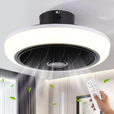 

Generic Ceiling Fan with Lights Remote Control 18 inches 3 Colors 3 Speeds Enclosed Ceiling Fan Small Caged Low Profile FUSH Mount Ceiling Fan with Light for Bedroom Kitchen