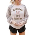 thumbnail image 3 of POGLIP Women's Khaki Raised On 90's Country Boots Leopard Print Color Block Top, 3 of 6