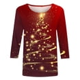 thumbnail image 4 of Zedker Womens Tops 3/4 Sleeve Shirts Round Neck Loose Casual Floral Print Blouses Tshirts Multicolor Plus M, 4 of 5