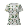 thumbnail image 2 of Fuzoiu Lilies Flowers Print Women's V-Neck T-Shirt,Women's Short Sleeve Top, Comfortable for Work, Leisure, and Sports, 2 of 7
