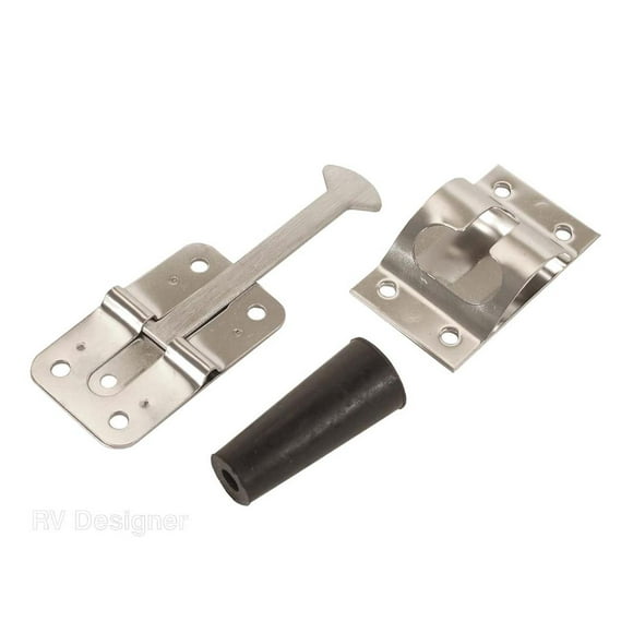 RV Designer Door Catch E225 For Keeping RV Doors Open; Fleetwood Style; 3-3/4 Inch Length; Stainless Steel; Single