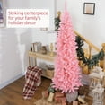 thumbnail image 4 of HOMCOM 7ft Tall Pencil Artificial Christmas Tree with Steel Base, Pink, 4 of 10