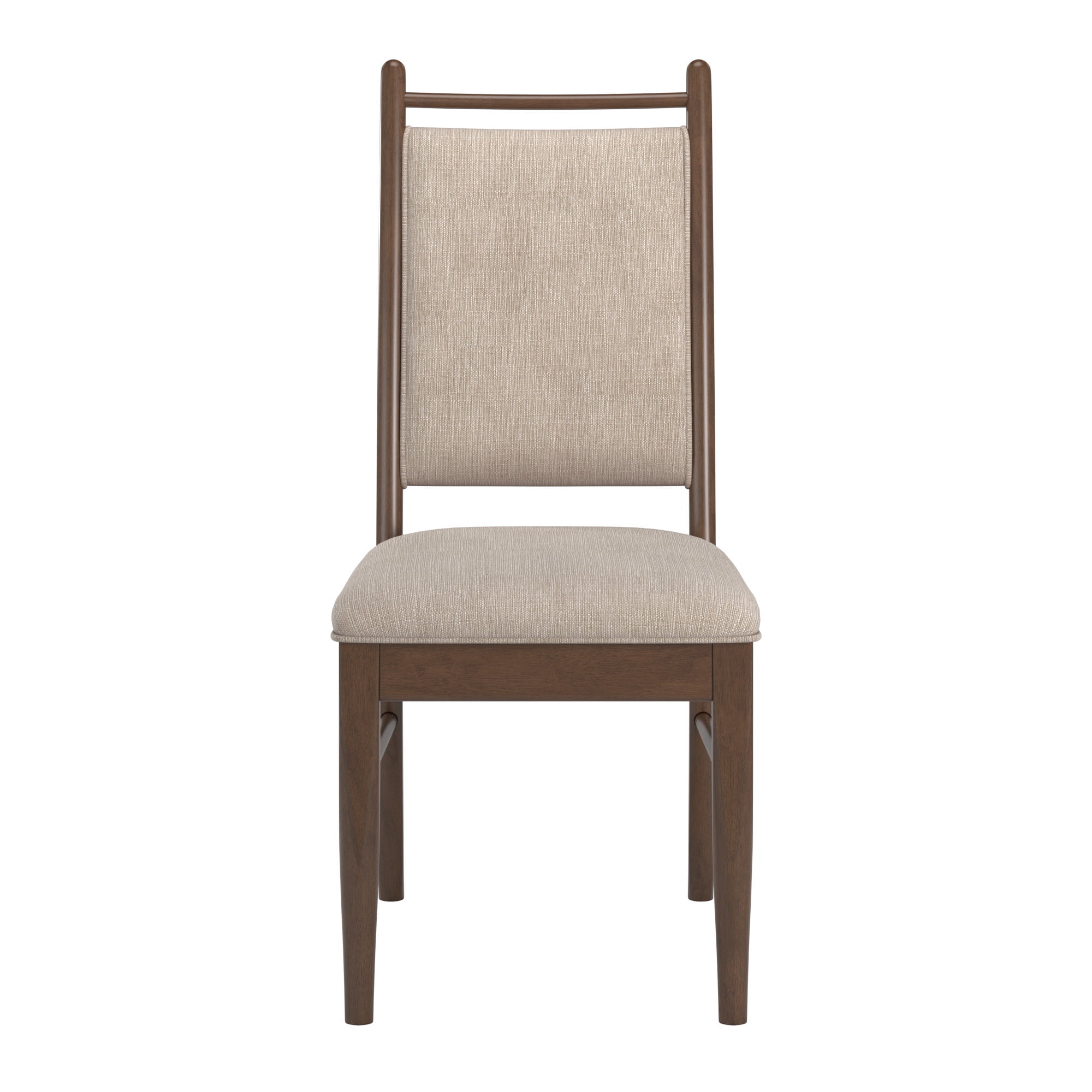 Weston Home Alta Wood Finish Beige Fabric Dining Chair, Set of 2, Walnut