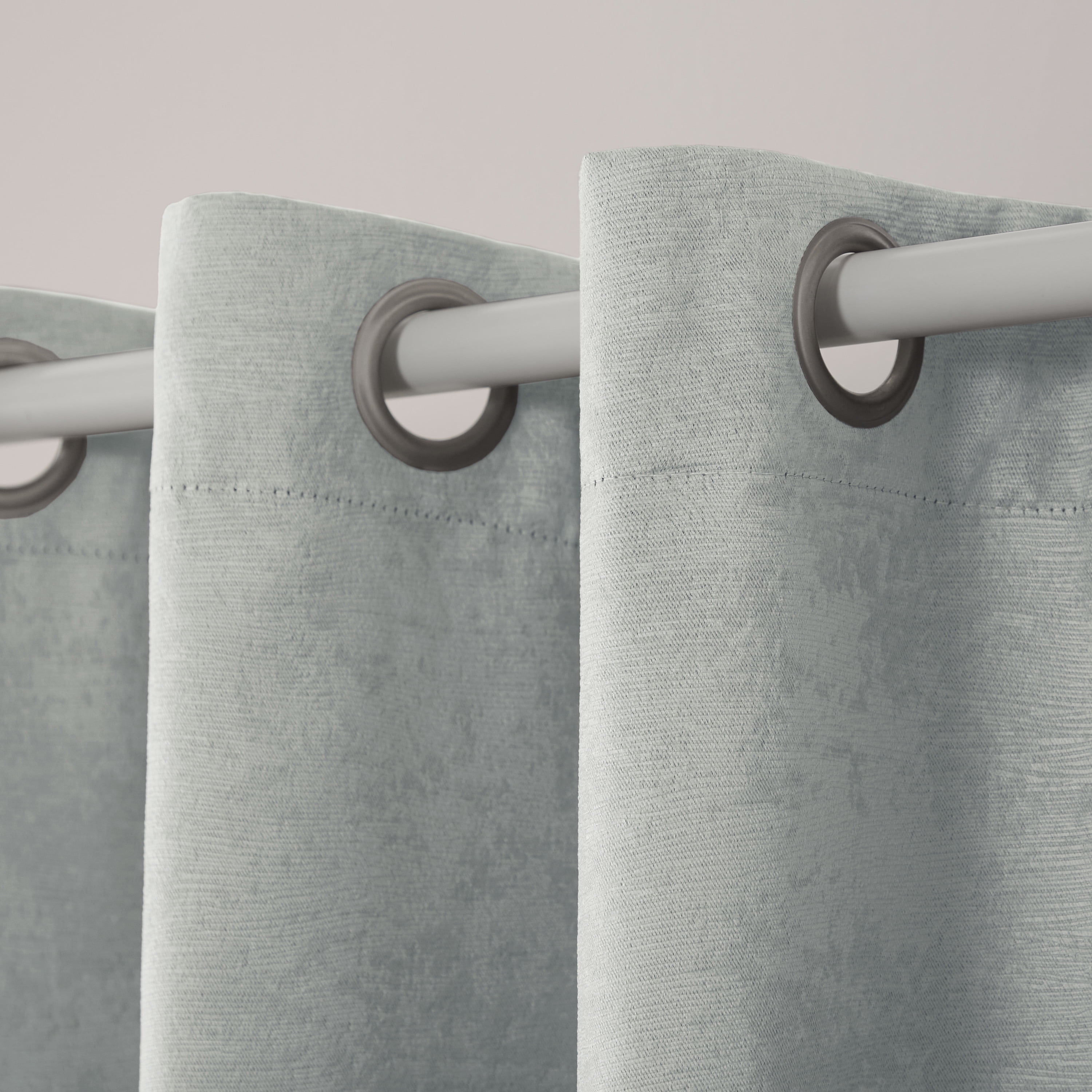 TOWN & COUNTRY EVERYDAY Lustre Solid Heavyweight Textured Sateen Indoor Curtains, Room Darkening Opacity, Grommet Top, Energy Efficient, 2-Pack Set, 52"x84", Silver