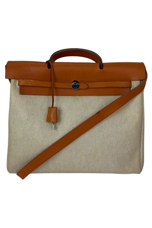 Pre-Owned Hermes Toile Vache Herbag 39 MM Natural Shoulder Hand Bag