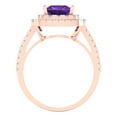 thumbnail image 4 of 2.07 ctw with Simulated Diamond Halo Accents Anniversary Ring for Women | Princess Cut Natural Amethyst | Hyperallergenic Solid 14K Rose Gold, 4 of 5