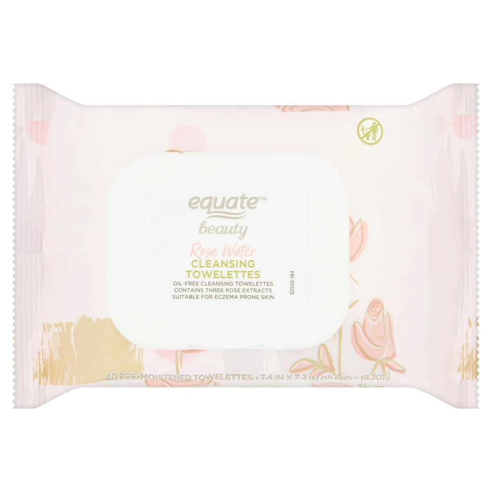 Equate Beauty Rose Water Makeup Remover Wipes, 40 ct