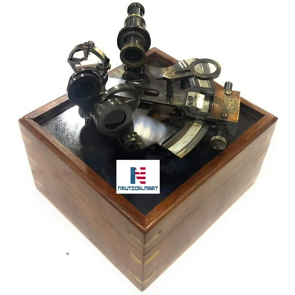NauticalMart Kelvin & Hughes Replica Antiqued Brass Sextant W/Box