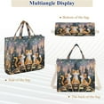 thumbnail image 6 of Corduroy Composite Fabric Tote Bag Magnetic Snap Large Capacity Crossbody Bag Beige Shoulder Strap Cats on Ferris Wheel, 6 of 8
