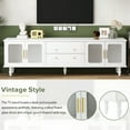 thumbnail image 2 of Miekor Furniture Retro Design TV Stand with Fluted Glass Doors for TVs Up to 78'', Practical Media Console with 2 Drawers and Cabinets, Elegant Entertainment Center for Living Room, White B3A583, 2 of 8