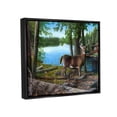 thumbnail image 3 of Stupell Industries Deer in Lake Cabin Forest Animals & Insects Painting Black Floater Framed Art Print Wall Art, 21 x 17, 3 of 9