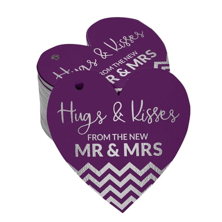 Inkdotpot Hugs & Kisses From The Wedding Bottle Tag Real Silver Foil Favor Hang Tag 50 Pack