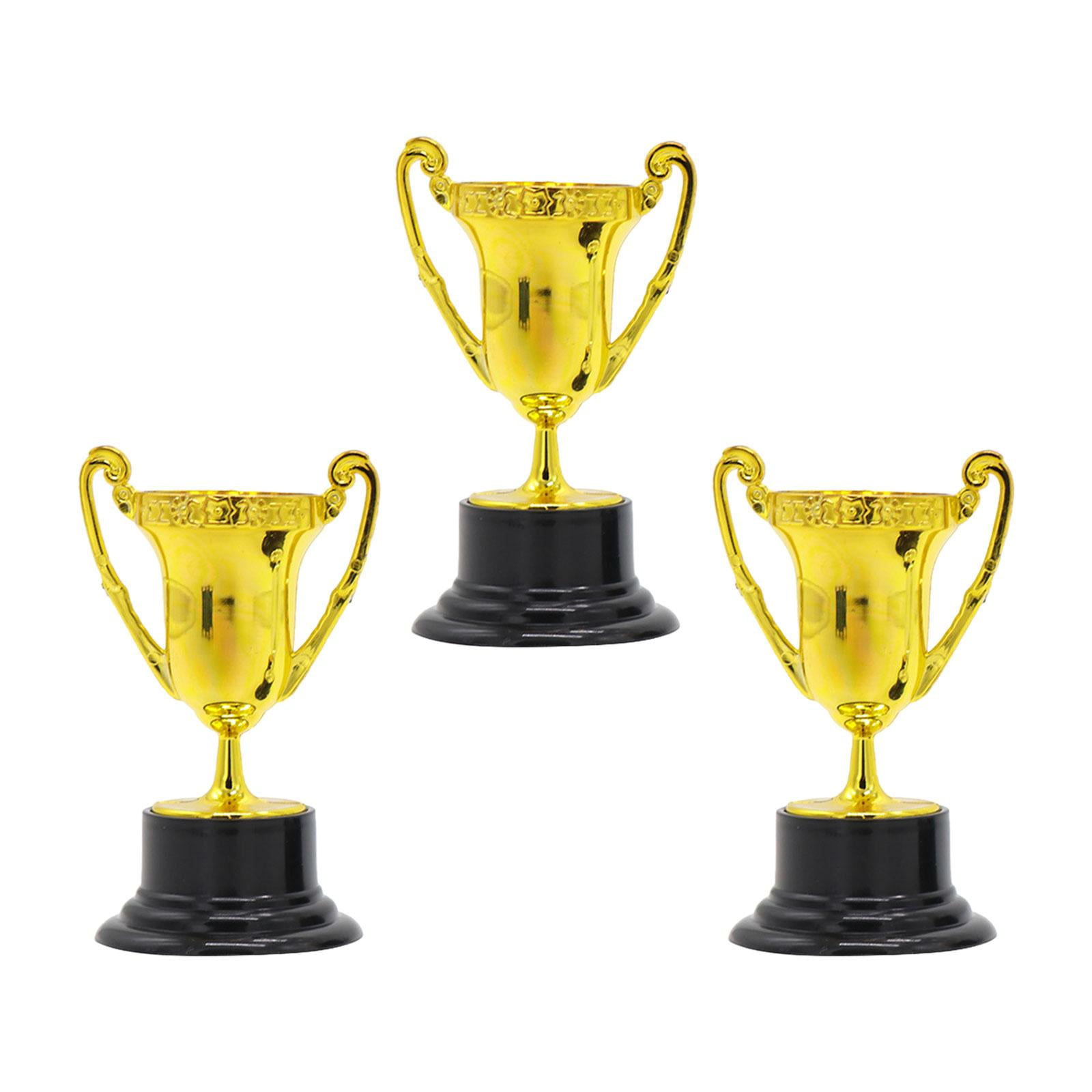 Lot De 3 Mini Trophées Décoratifs – 5 X 4,6 X 8,5 Cm – En PP – Parfaits Pour Tournois, Récompenses Et Décoration