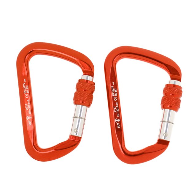 Paquete de 2 Mosquetones de Aluminio con Cierre Giratorio de 30 KN / 6600 Libras, Mosquetones con Cierre de Rosca en Forma de D, Gancho, Escalada en R naranja Baoblaze Mosquetón de escalada