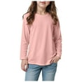 thumbnail image 3 of idosla Girls Long Sleeve T Shirts Kids Fall Tops Crewneck Basic Tees 5-14Y (Pink, 3-4 Years), 3 of 5
